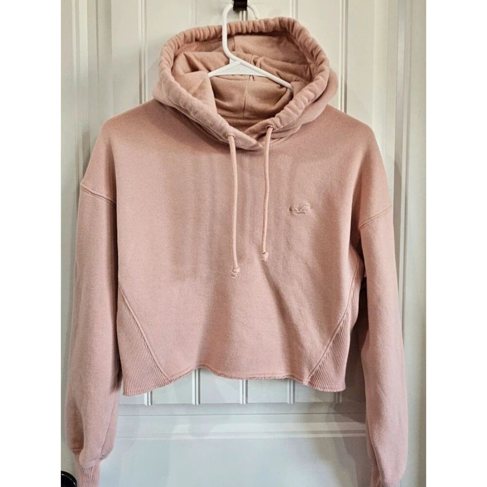 Cropped Rose Colored Hollister Hoodie